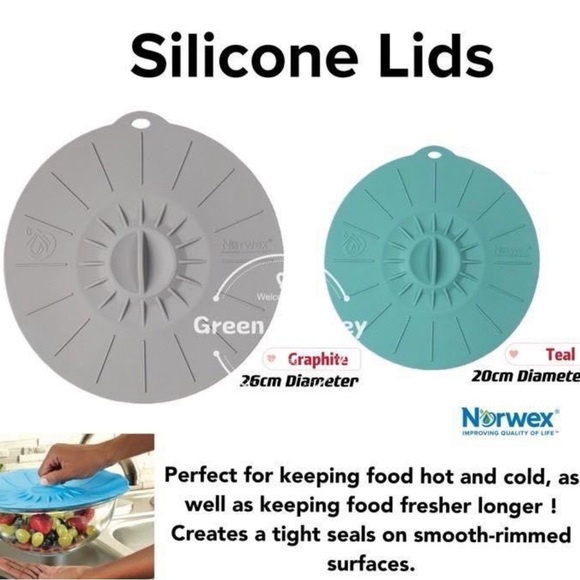 Norwex Round Silicone Lids. Set of 2. Reusable, oven, fridge, microwave safe - Picture 5 of 5